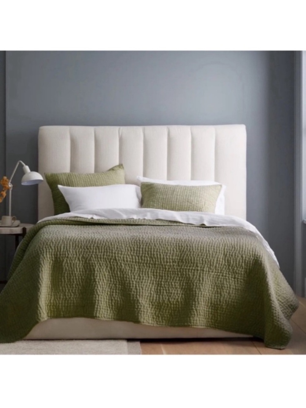 QUINCE European Linen Cotton Stitch Quilt King/Cal King Olive 4973 - Picture 3 of 8